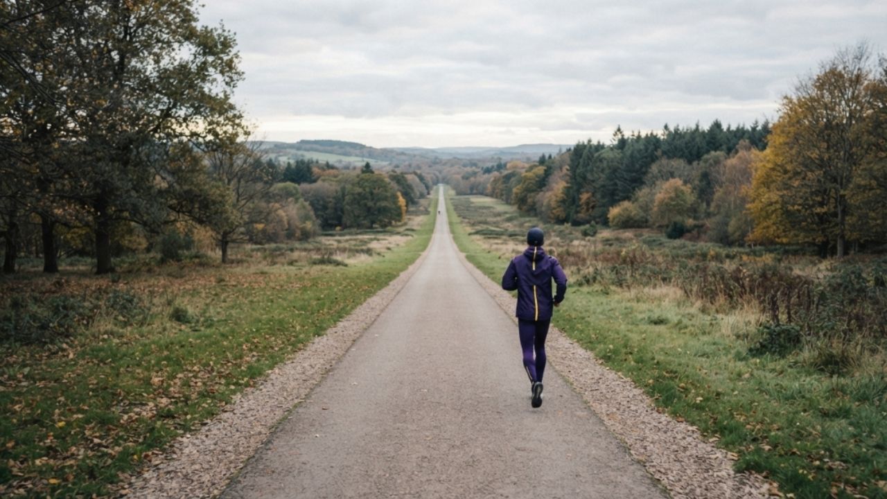 The long run: building your aerobic base for a half marathon Runner seen from a distance during a long training run for half marathon preparation