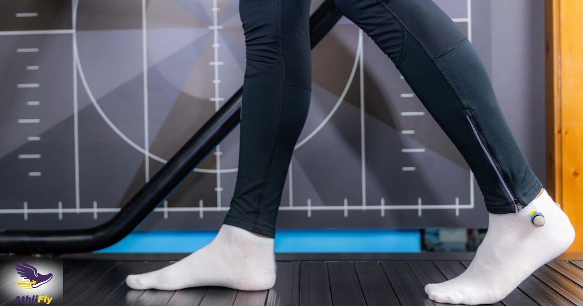 Side view of correct running foot strike showing biomechanics for beginners.