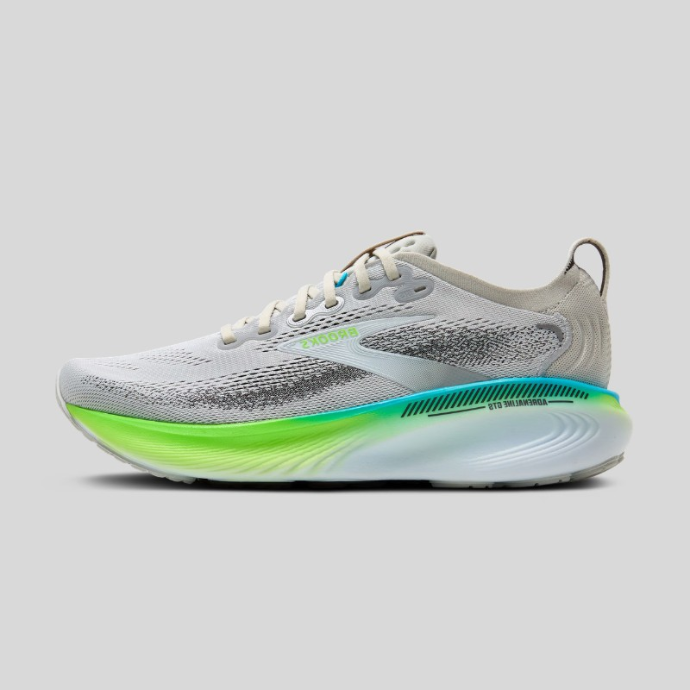 Side view of the real Brooks Adrenaline GTS 25 stability running shoe with GuideRails support for flat feet